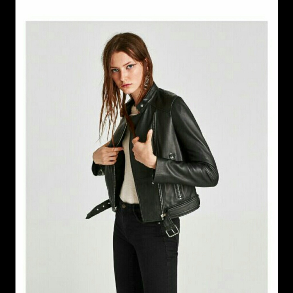 ZARA GENUINE LEATHER MOTORCYCLE JACKET